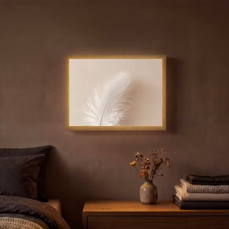 Veer - Minimalistisch - Roze Light Box met batterij (Wandlamp) middel -sfeer4