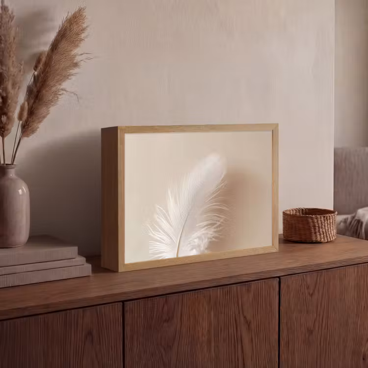 Veer - Minimalistisch - Roze Light Box met batterij (Wandlamp) middel -sfeer2