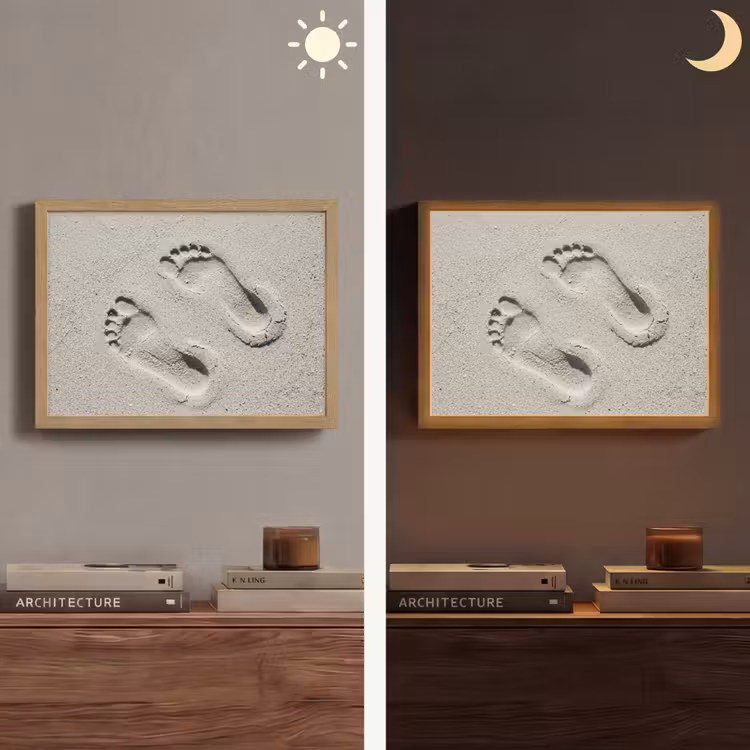 Voeten - Zand - Zee Light Box met batterij (Wandlamp) middel -sfeer3