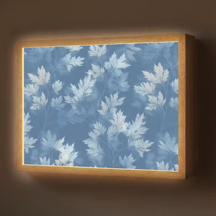 Varen - Botanisch - Patroon - Grijsblauw Light Box met batterij (Wandlamp) middel 907 -z3d_website