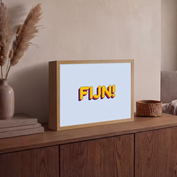 Fijn - Geel - Oranje Light Box met batterij (Wandlamp) middel -sfeer2