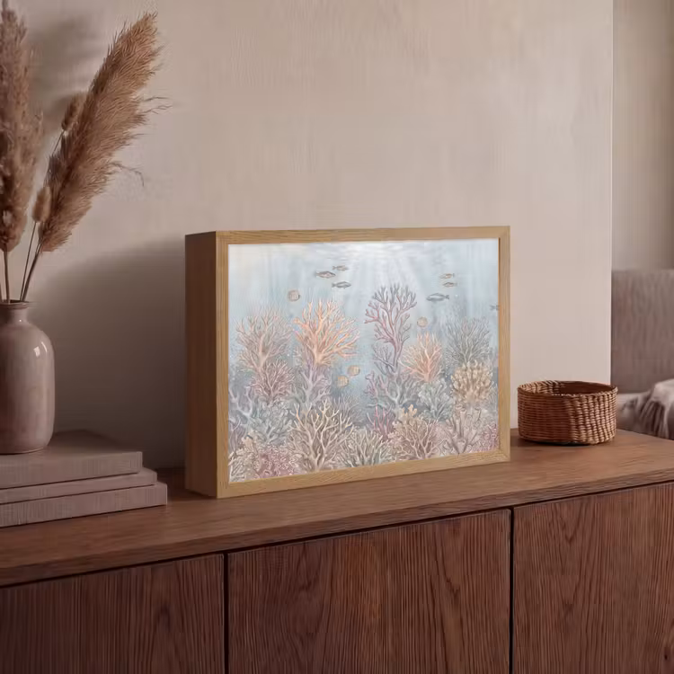 Vis - Koraal - Oceaan - Illustratie - Onderwater Light Box met batterij (Wandlamp) middel -sfeer2
