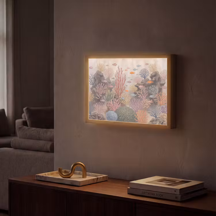 Vis - Koraalrif - Onderwaterwereld - Illustratie Light Box met batterij (Wandlamp) middel -sfeer1