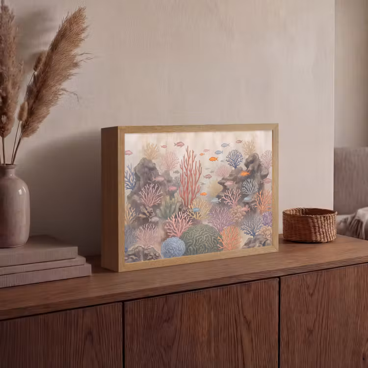 Vis - Koraalrif - Onderwaterwereld - Illustratie Light Box met batterij (Wandlamp) middel -sfeer2