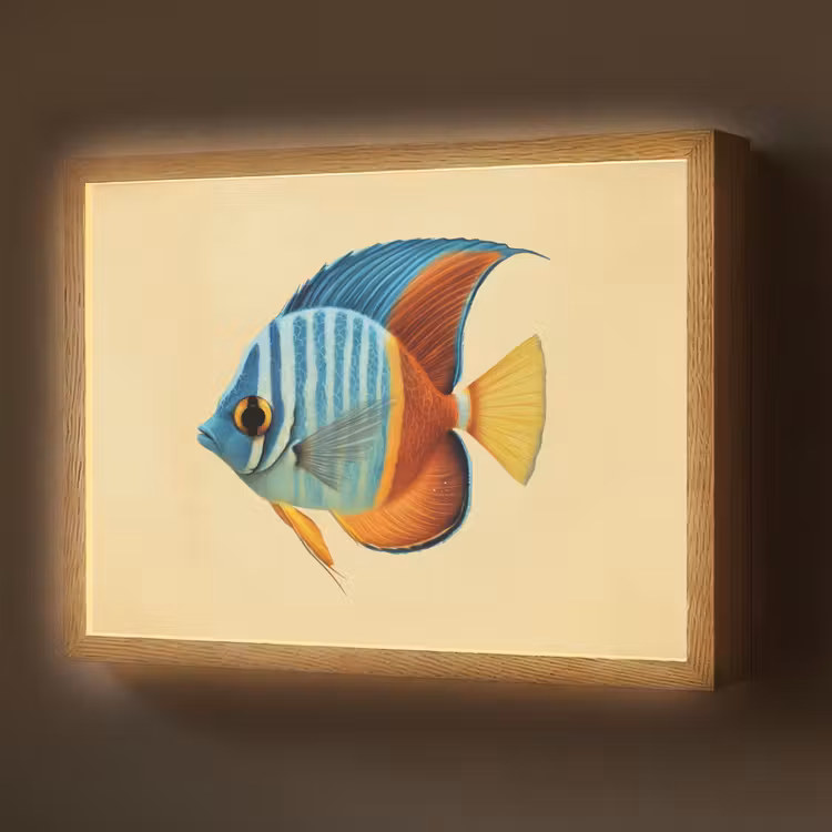 Vis - Vinnen - Blauw - Ogen Light Box met batterij (Wandlamp) middel -z3d_website