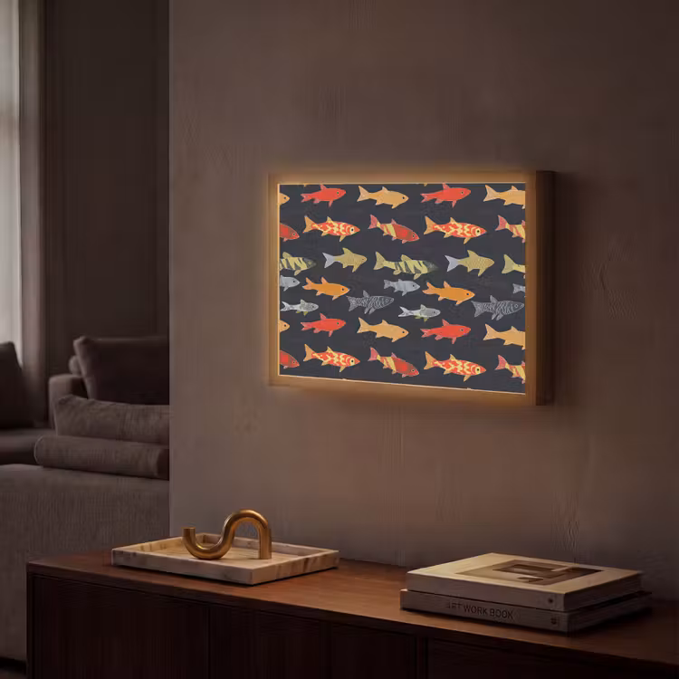 Vissen - Patroon - Kleurrijk Light Box met batterij (Wandlamp) middel 907 -sfeer1