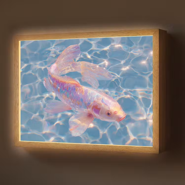 Vis - Water - Blauw - Licht Light Box met batterij (Wandlamp) middel -z3d_website