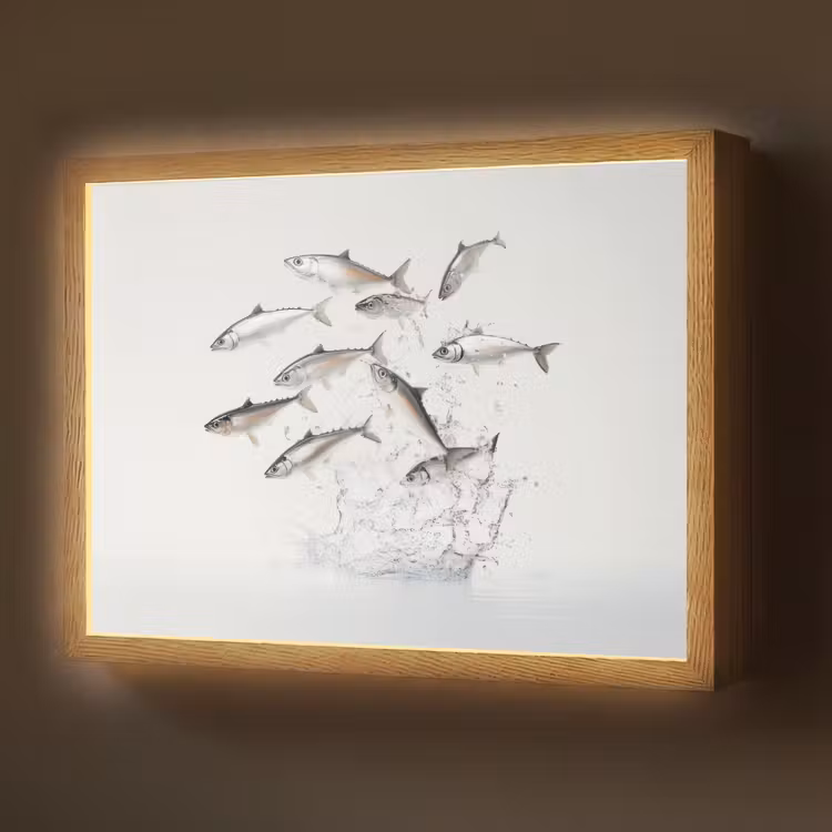 Vissen - Water - Wit Light Box met batterij (Wandlamp) middel -z3d_website