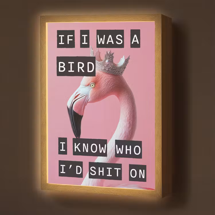 Flamingo - Roze - Vogel - Decoratie Light Box met batterij (Wandlamp) middel -z3d_website