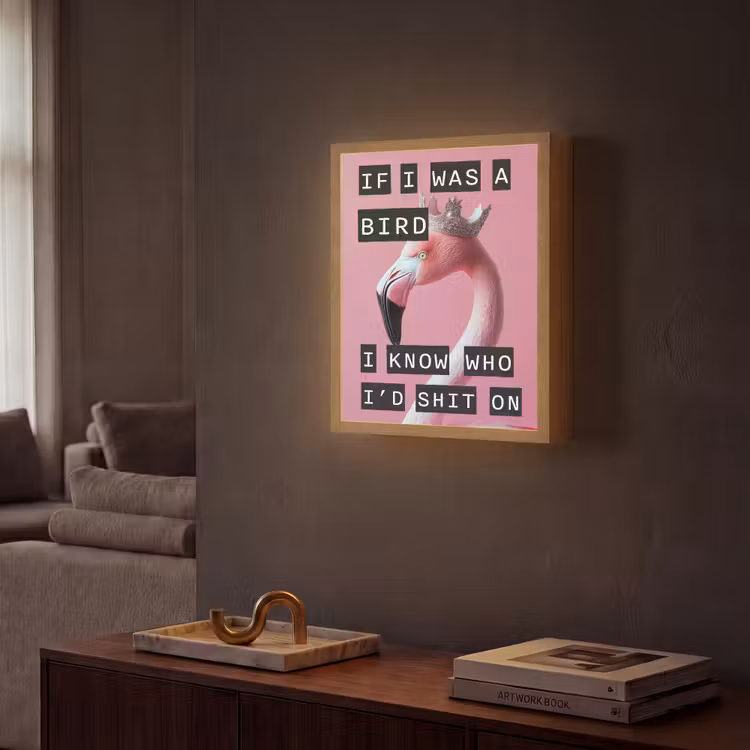 Flamingo - Roze - Vogel - Decoratie Light Box met batterij (Wandlamp) middel -sfeer1