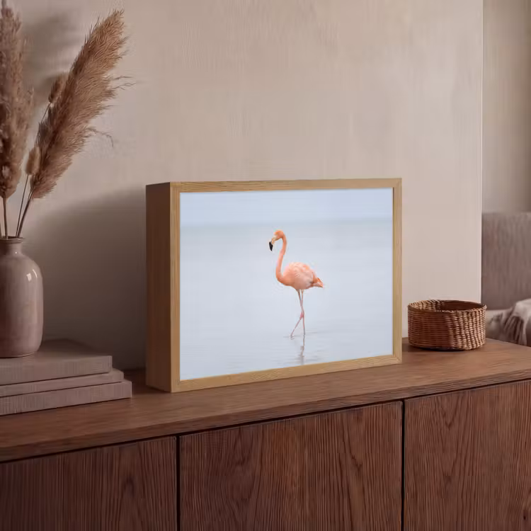 Flamingo - Zee - Roze Light Box met batterij (Wandlamp) middel -sfeer2