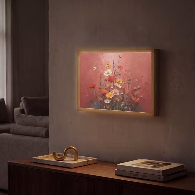 Bloemenboeket - Diepte - Tastbare textuur Light Box met batterij (Wandlamp) middel -sfeer1
