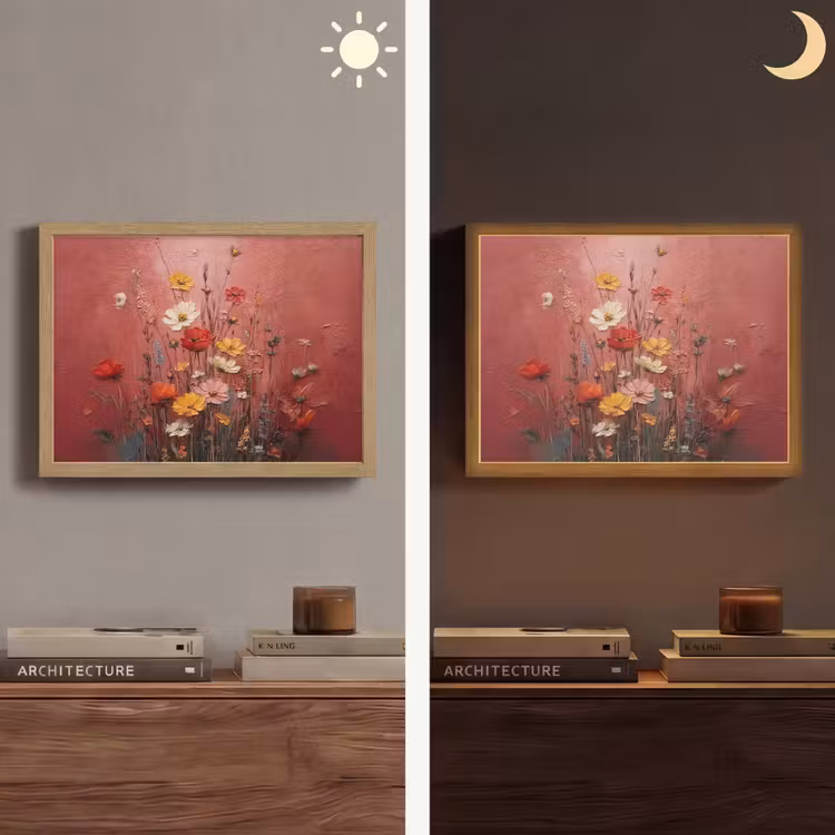 Bloemenboeket - Diepte - Tastbare textuur Light Box met batterij (Wandlamp) middel -sfeer3