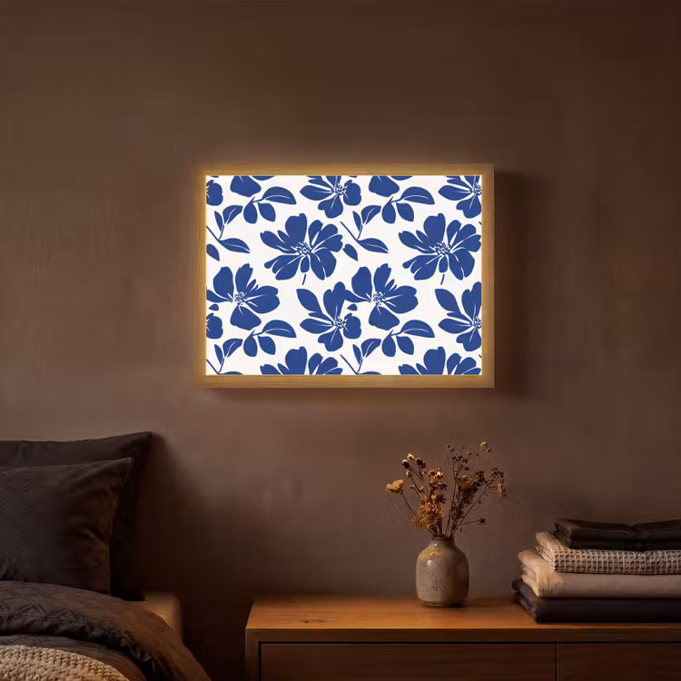 Floraal - Modern - Blauw Light Box met batterij (Wandlamp) middel 907 -sfeer4