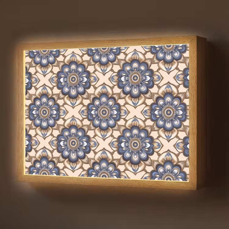 Floraal - Ornament - Blauw Light Box met batterij (Wandlamp) middel 907 -z3d_website