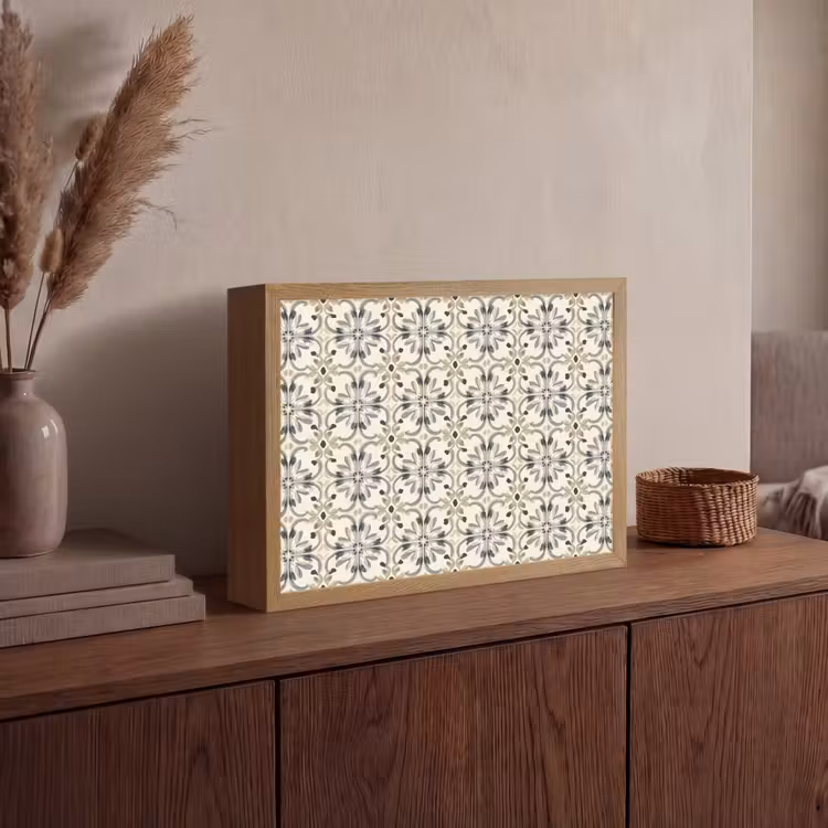 Floraal - Patroon - Kleurrijk Light Box met batterij (Wandlamp) middel 907 -sfeer2