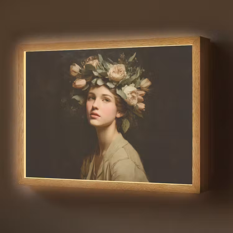 Bloemenstilte - Vrouw - Portret Light Box met batterij (Wandlamp) middel -z3d_website