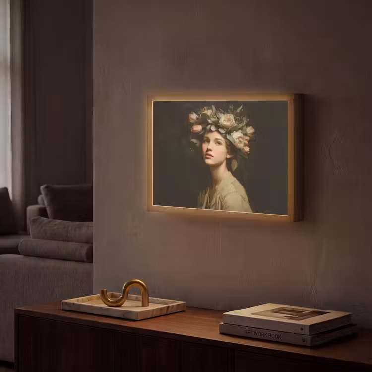 Bloemenstilte - Vrouw - Portret Light Box met batterij (Wandlamp) middel -sfeer1