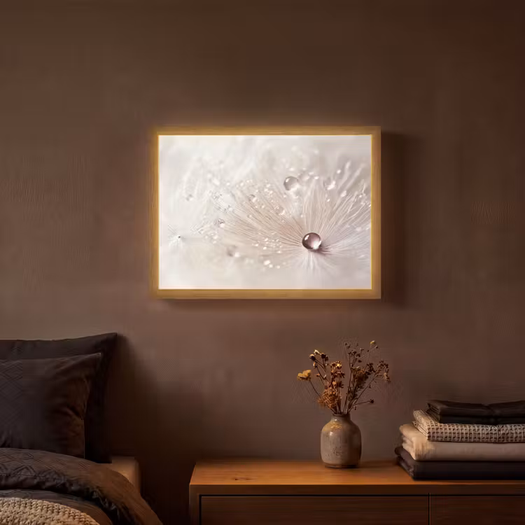 Bloem - Abstract - Wit - Water - Natuur Light Box met batterij (Wandlamp) middel -sfeer4