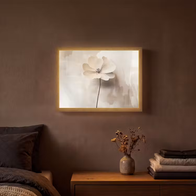 Bloem - Beige - Verf - Schaduw Light Box met batterij (Wandlamp) middel -sfeer4