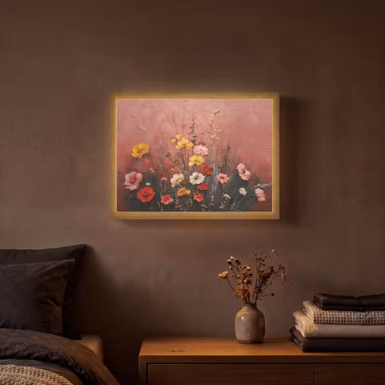 Bloemenboeket - Fijne details - Roze Light Box met batterij (Wandlamp) middel -sfeer4