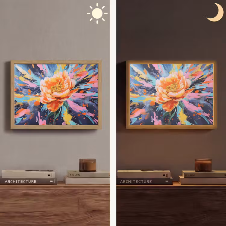 Bloemexplosie - Felle spatten - Dynamisch Light Box met batterij (Wandlamp) middel -sfeer3