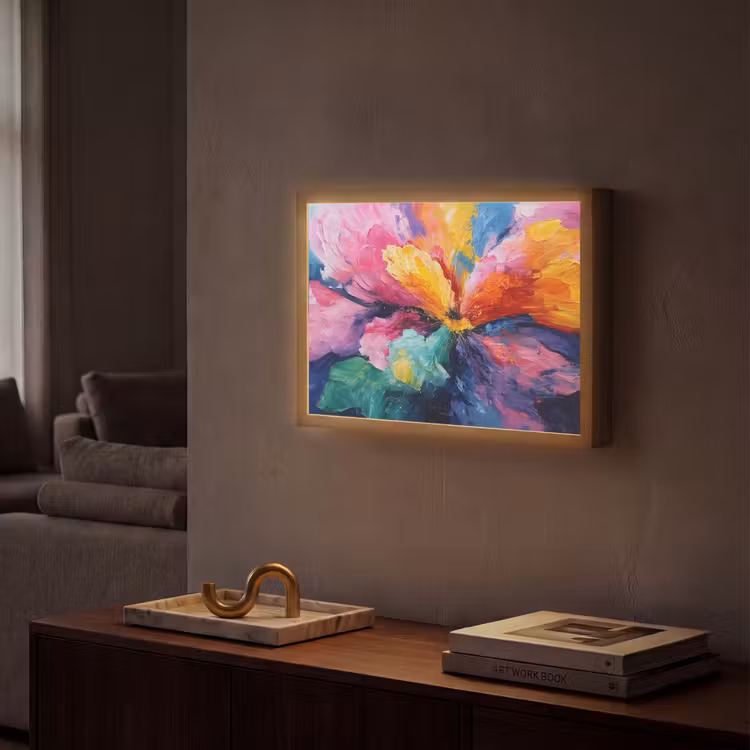 Bloemexplosie - Veelkleurig - Bewegend Light Box met batterij (Wandlamp) middel -sfeer1
