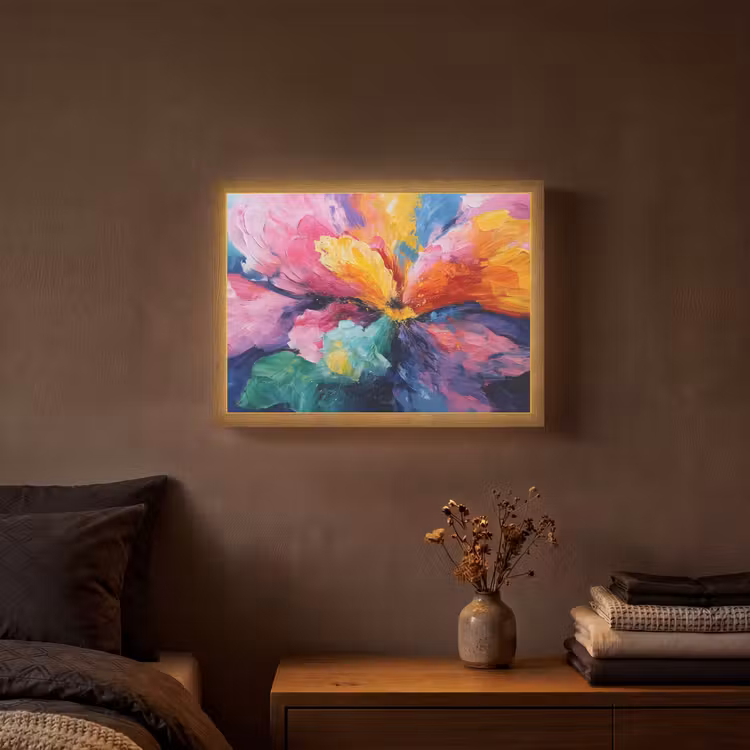 Bloemexplosie - Veelkleurig - Bewegend Light Box met batterij (Wandlamp) middel -sfeer4