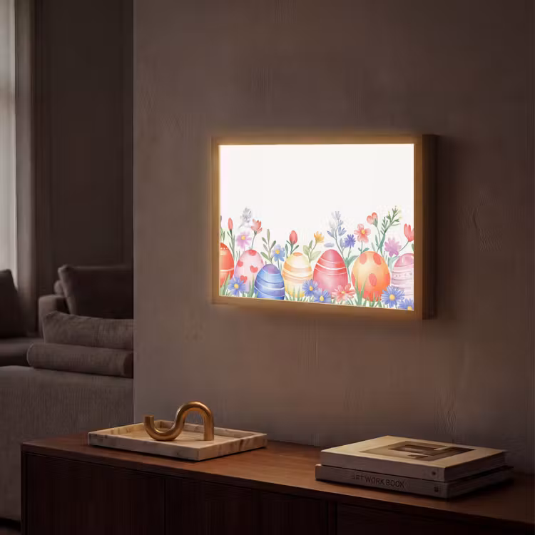Bloementuin - Kleurrijk - Eieren Light Box met batterij (Wandlamp) middel -sfeer1