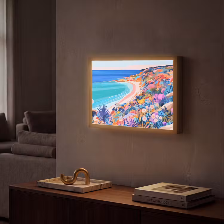 Bloemenweide - Zee - Zomers Light Box met batterij (Wandlamp) middel -sfeer1