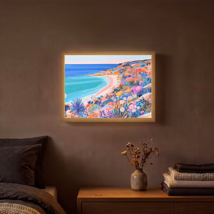 Bloemenweide - Zee - Zomers Light Box met batterij (Wandlamp) middel -sfeer4