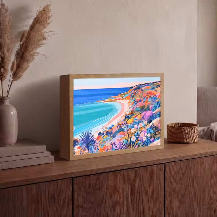 Bloemenweide - Zee - Zomers Light Box met batterij (Wandlamp) middel -sfeer2