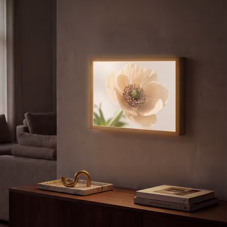 Bloem - Minimalistisch - Groen Light Box met batterij (Wandlamp) middel -sfeer1