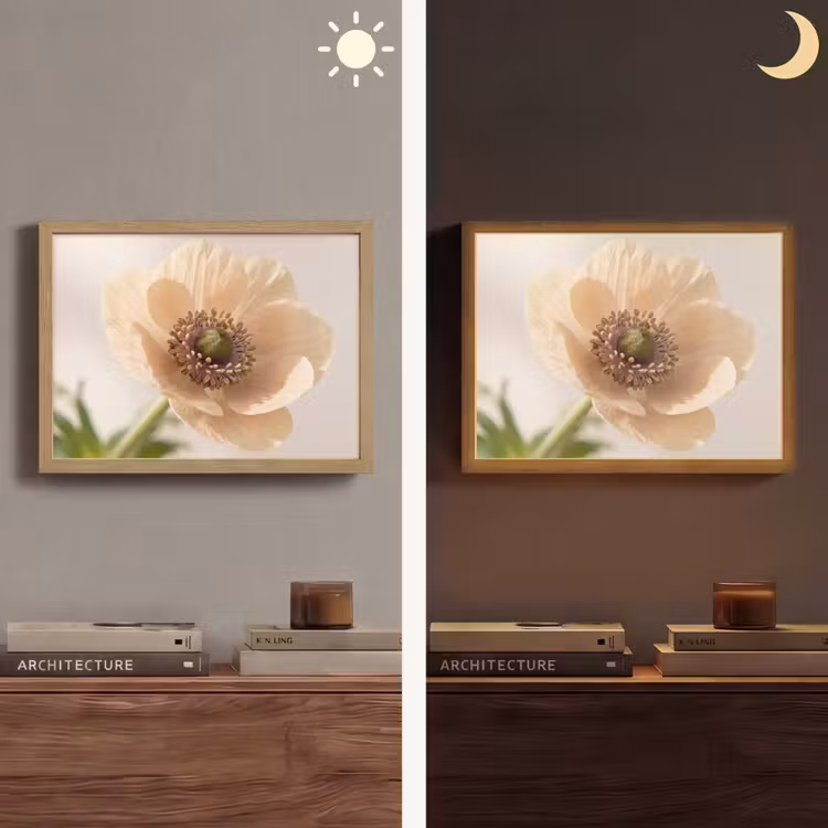 Bloem - Minimalistisch - Groen Light Box met batterij (Wandlamp) middel -sfeer3