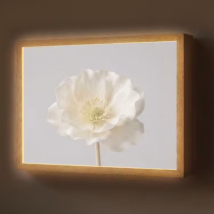 Bloem - Minimalistisch -Wit Light Box met batterij (Wandlamp) middel -z3d_website