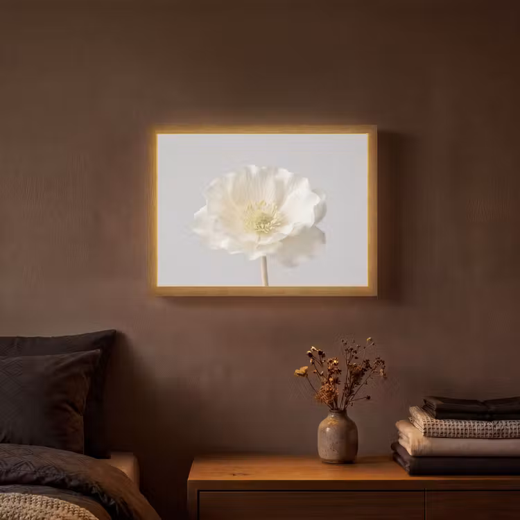 Bloem - Minimalistisch -Wit Light Box met batterij (Wandlamp) middel -sfeer4