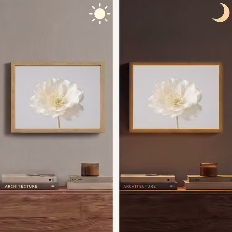 Bloem - Minimalistisch -Wit Light Box met batterij (Wandlamp) middel -sfeer3