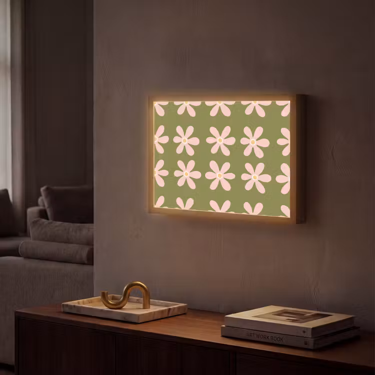 Bloem - Modern - Groen Light Box met batterij (Wandlamp) middel 907 -sfeer1