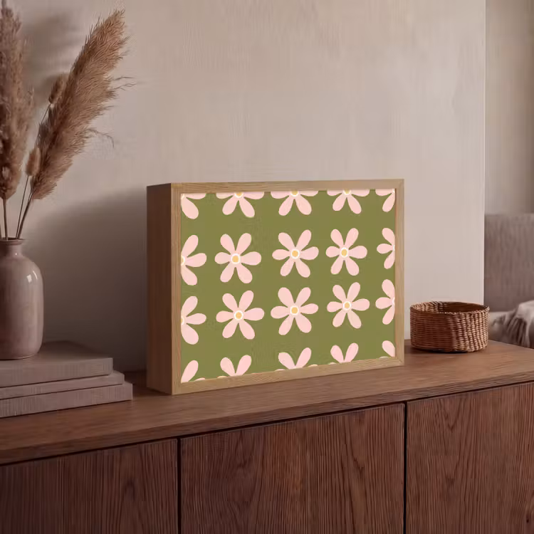 Bloem - Modern - Groen Light Box met batterij (Wandlamp) middel 907 -sfeer2