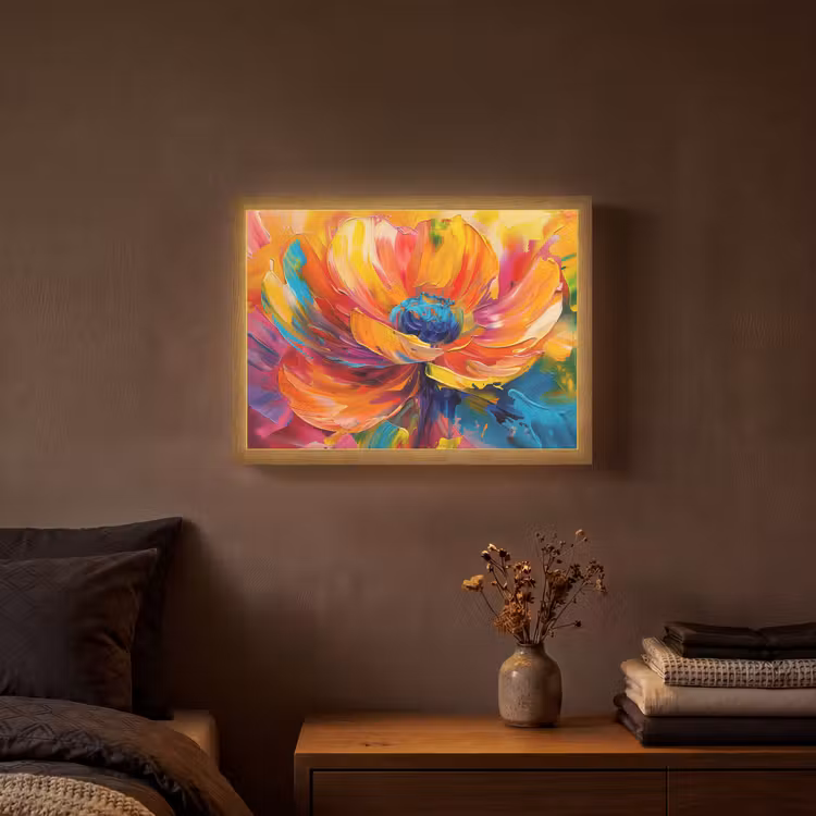 Bloem - Verflook - Modern - Abstract - Kleuren Light Box met batterij (Wandlamp) middel -sfeer4
