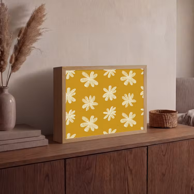 Bloem - Speels - Okergeel Light Box met batterij (Wandlamp) middel 907 -sfeer2