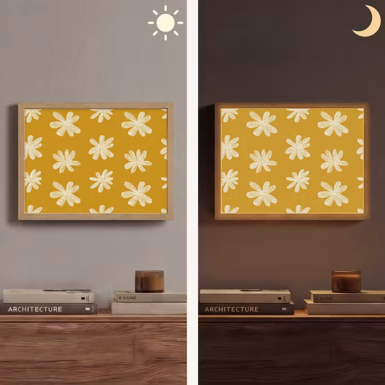 Bloem - Speels - Okergeel Light Box met batterij (Wandlamp) middel 907 -sfeer3