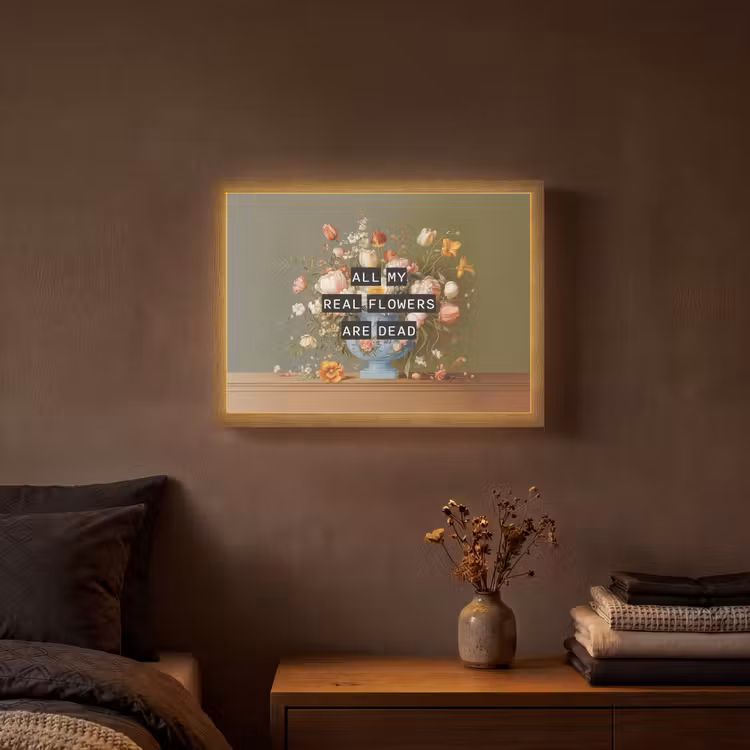 Bloem - Quote - Vintage - Art Light Box met batterij (Wandlamp) middel -sfeer4