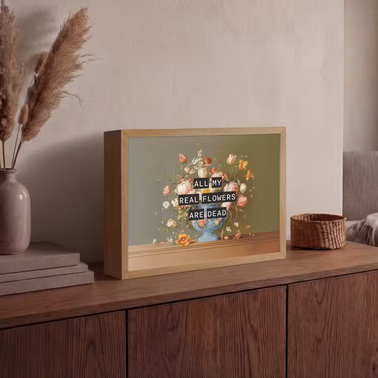 Bloem - Quote - Vintage - Art Light Box met batterij (Wandlamp) middel -sfeer2