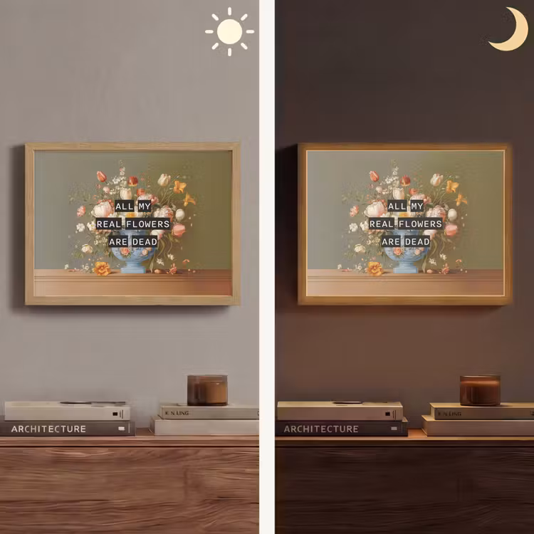 Bloem - Quote - Vintage - Art Light Box met batterij (Wandlamp) middel -sfeer3
