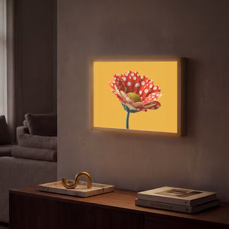 Bloem - Rood - Stippen Light Box met batterij (Wandlamp) middel -sfeer1