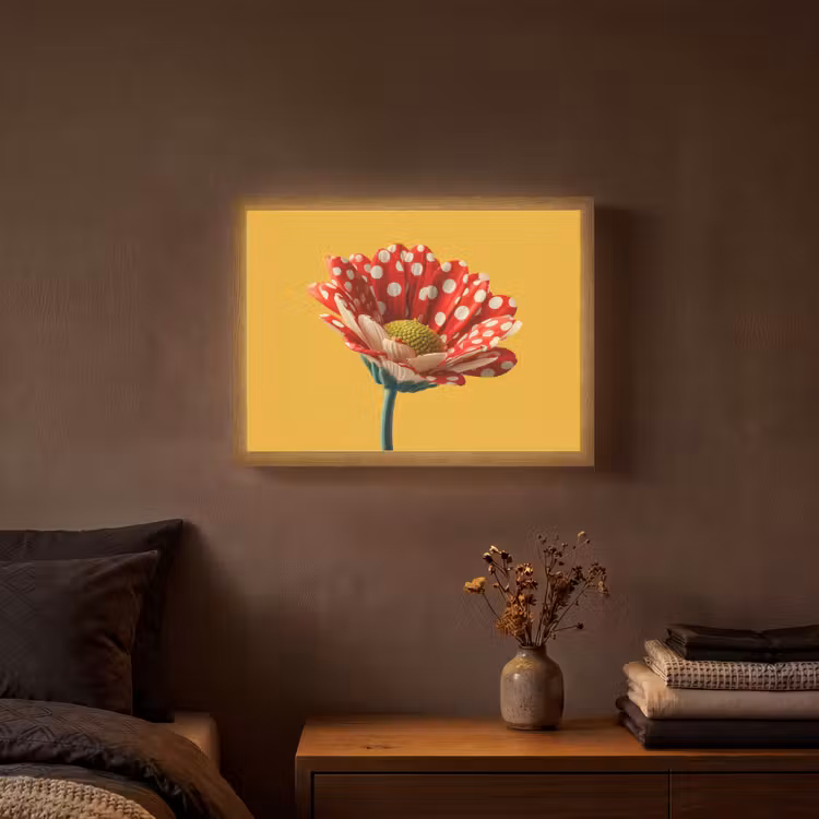 Bloem - Rood - Stippen Light Box met batterij (Wandlamp) middel -sfeer4