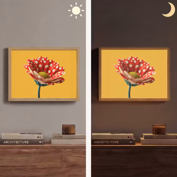 Bloem - Rood - Stippen Light Box met batterij (Wandlamp) middel -sfeer3