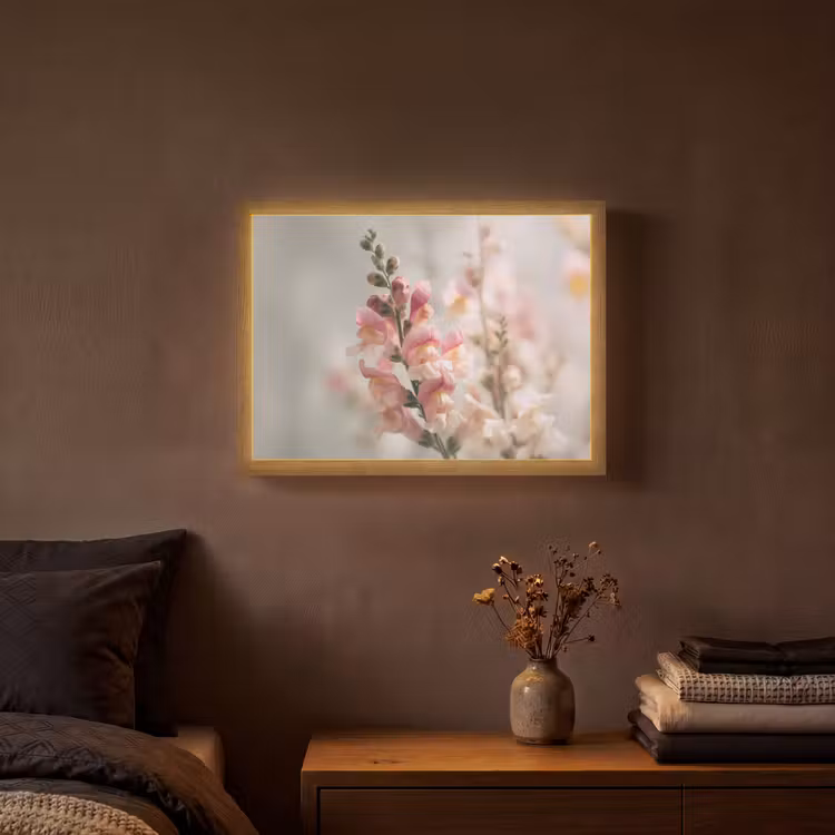 Bloem - Leeuwenbek - Roze - Stengel Light Box met batterij (Wandlamp) middel -sfeer4