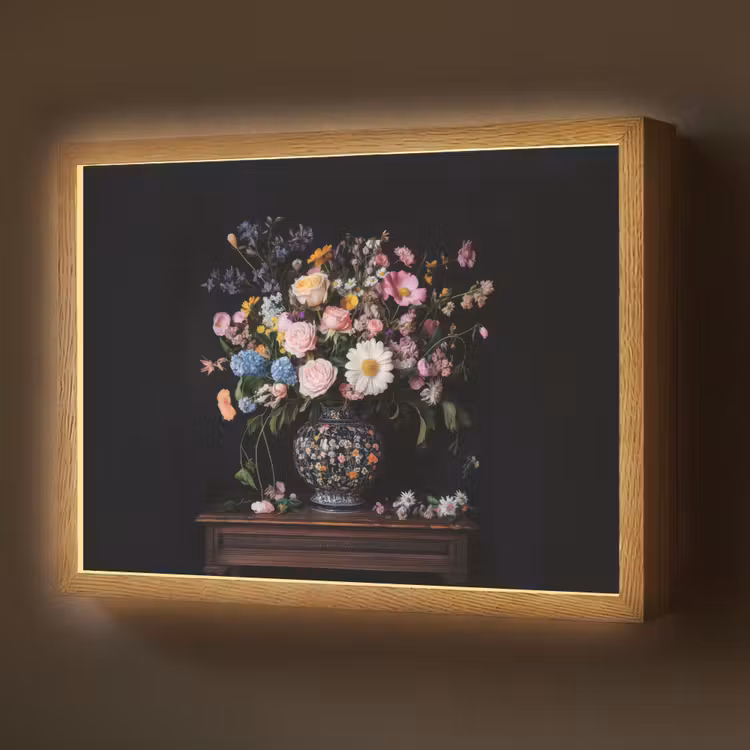 Bloemenvaas - Hout - Bloemen - Boeket Light Box met batterij (Wandlamp) middel -z3d_website